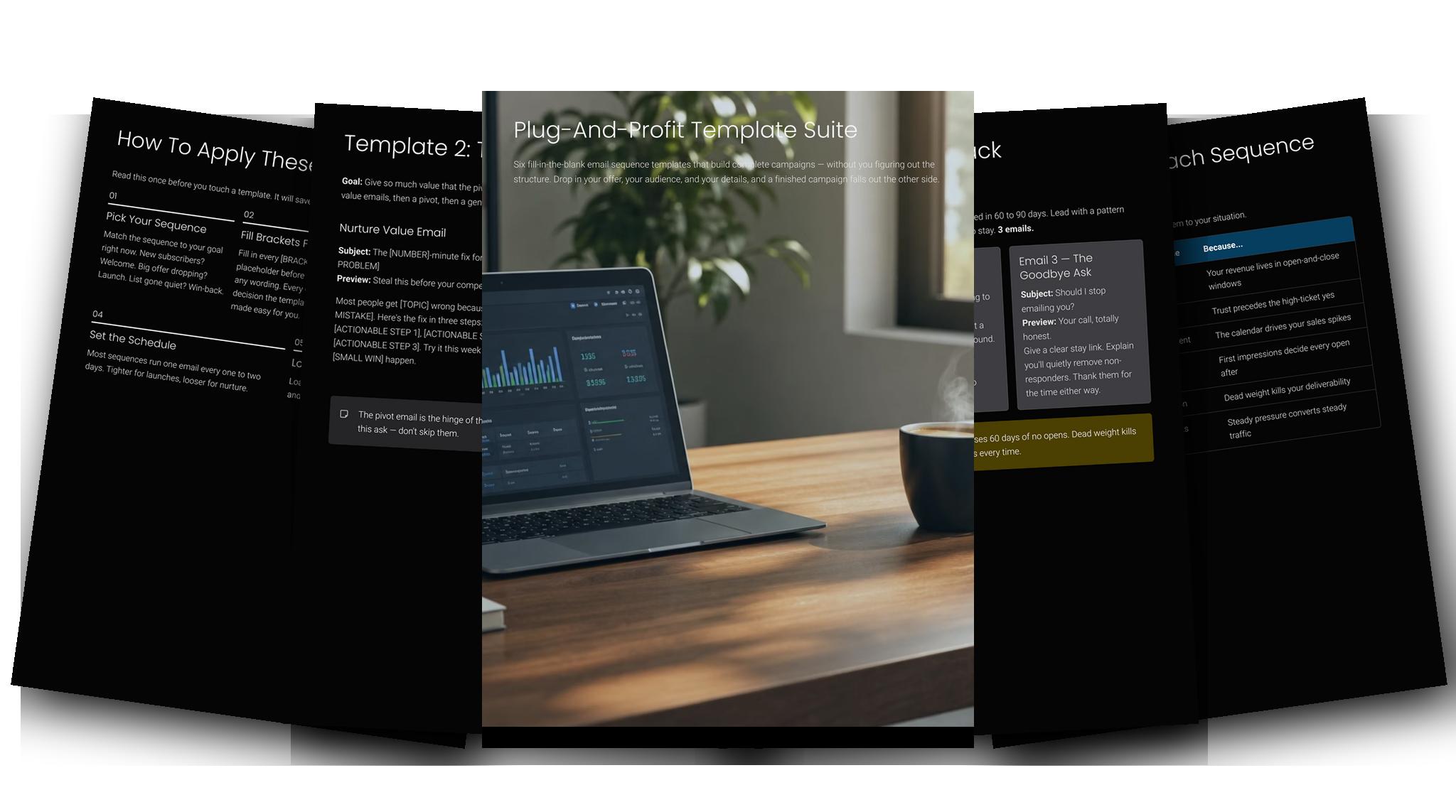 Dark theme — designed PDF, editable PowerPoint, PNG/JPG slides
