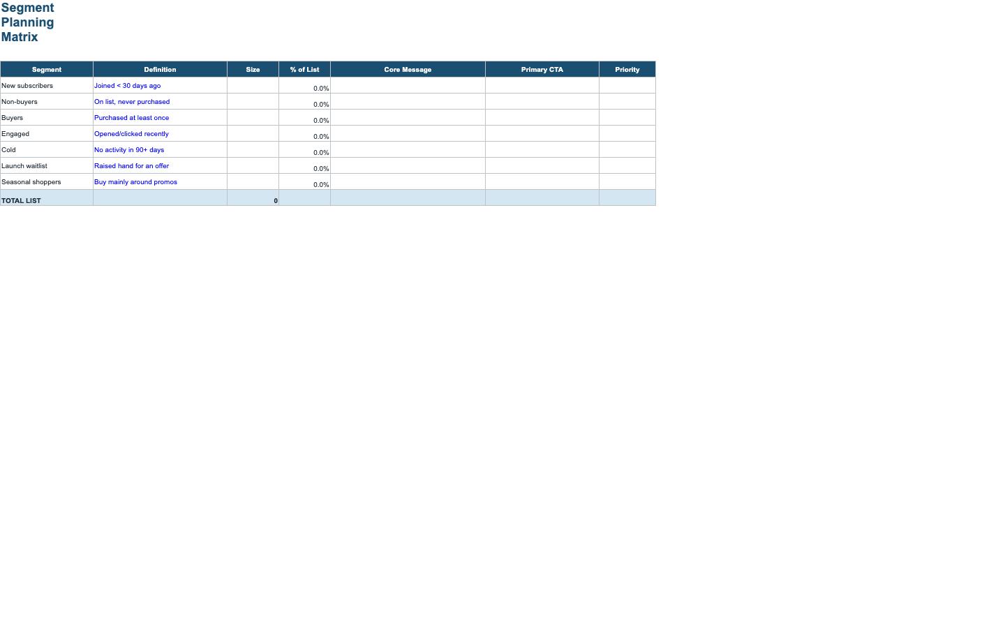 Segment Matrix